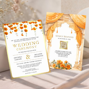 Invitación Boda hindú Mandap floral de Marigold del sur de la