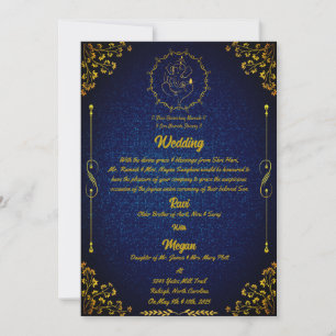 Invitación Boda hindú real con Purpurinoso del logo de Ganesh