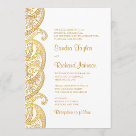 Invitación Boda hindú tradicional Gold Paisley