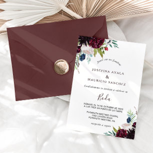 Invitación Boda hispano floral de Rubor en la Marina Borgoña