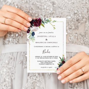 Invitación Boda hispano floral de Rubor en la Marina Borgoña