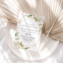 Invitación Boda hispano floral Gold Geométrico Peony