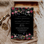 Invitación Boda hispano multicolor de flores silvestres de ja<br><div class="desc">La invitación nupcial española con flores silvestres de jardín es perfecta para un boda rústico. El diseño se compone de una variedad multicolor de flores rosadas,  ruidosas,  violetas,  violetas,  violetas,  violetas,  borgoñas y salvajes en un fondo negro.</div>