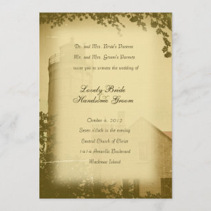 Invitación Boda histórica de la ciudad de Mackinaw del faro
