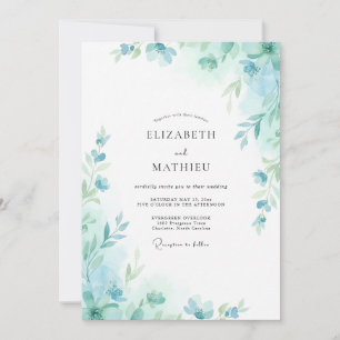 Invitación Boda Hoja Aqua Seafoam