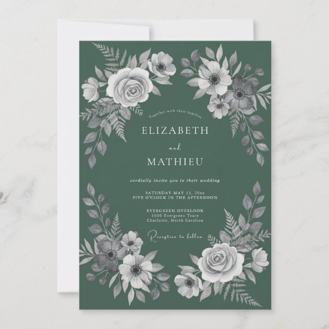 Invitación Boda Hoja Blanca de Juniper (Anverso)