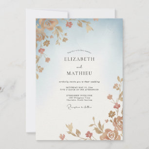 Invitación Boda Hoja de Cobre Celeste