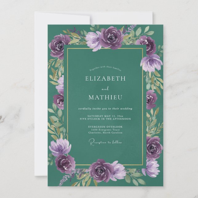 Invitación Boda Hoja de Jade Violeta (Anverso)