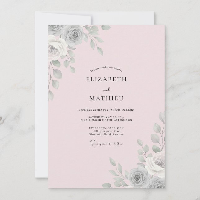 Invitación Boda Hoja de Plata Rubor (Anverso)