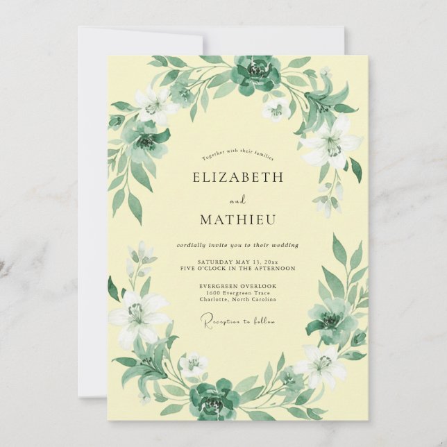 Invitación Boda hoja espumosa de mantequilla (Anverso)