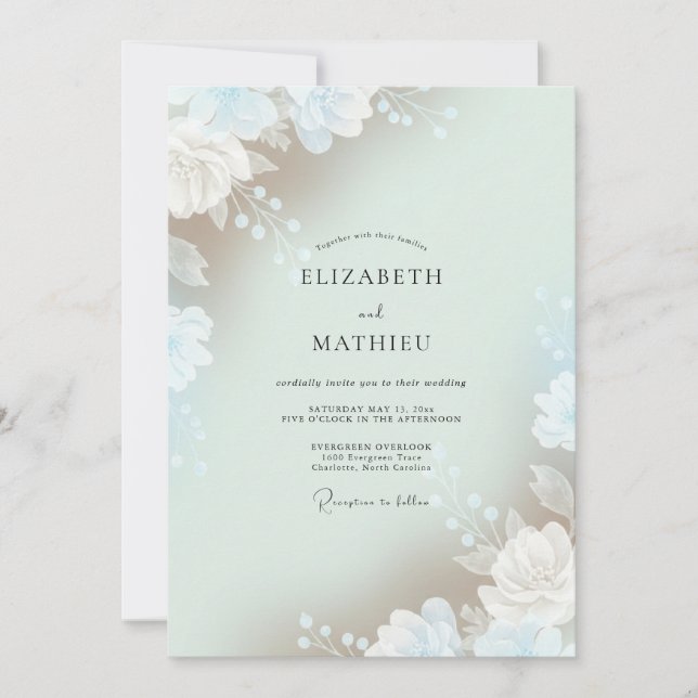 Invitación Boda Hoja Ligera Celadón (Anverso)