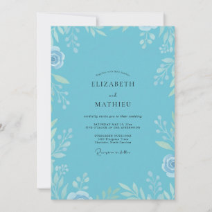 Invitación Boda hoja verde cielo azul