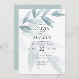 Invitación Boda | Hojas de eucalipto de color azul turbio