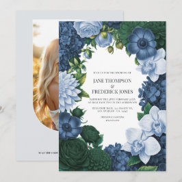 Invitación Boda Holstein Blue, Silver Slate y Smoky Pine