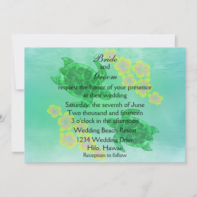 Invitación Boda Honu de Hawaii (Anverso)