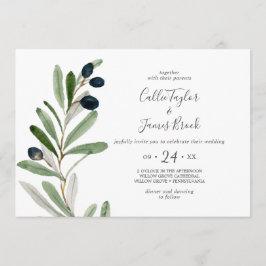Invitación Boda horizontal de rama de oliva moderna