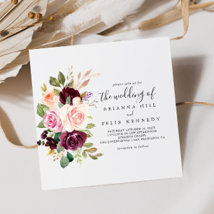 Invitación Boda horizontal del follaje bucodental floral rúst