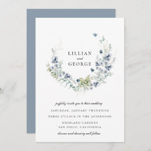 Invitación Boda húmedo de invierno azul caliente