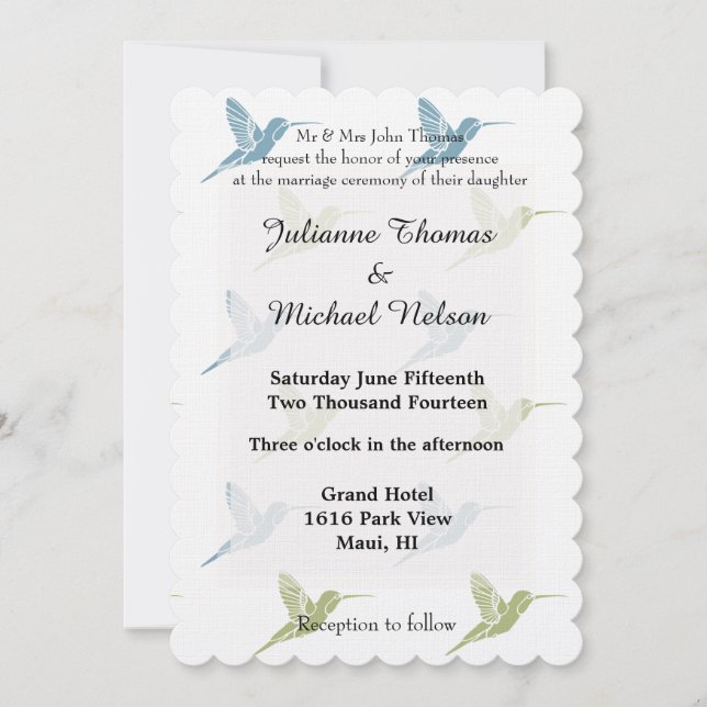 Invitación Boda Hummingbirds (Anverso)