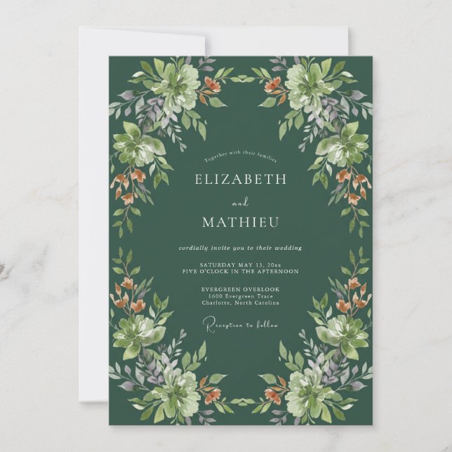 Invitación Boda Hunter Copper Leafy (Anverso)