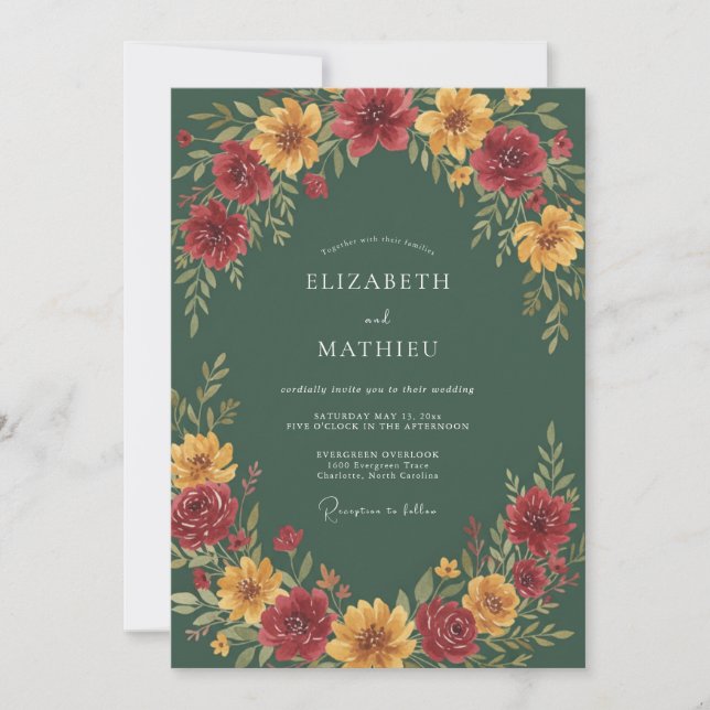 Invitación Boda Hunter Gold Dahlia (Anverso)