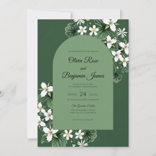 Invitación Boda Hunter Jasmine Leaf (Anverso)