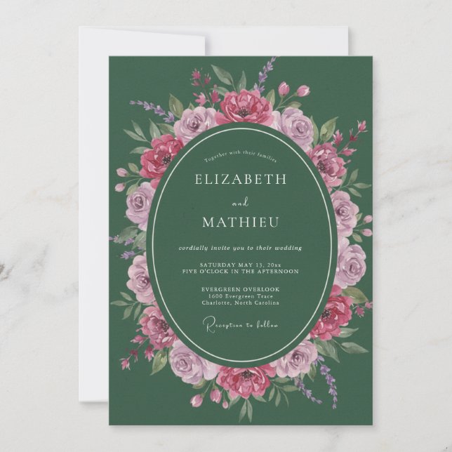 Invitación Boda Hunter Magenta Bloom (Anverso)