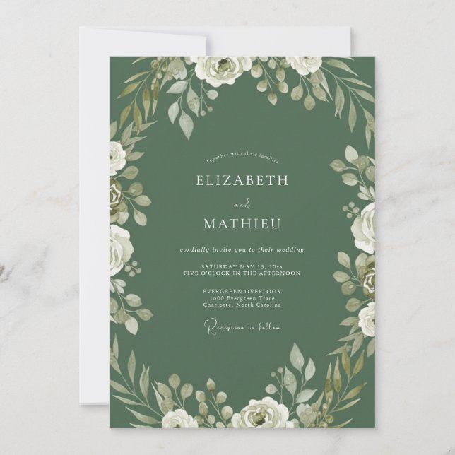 Invitación Boda Hunter White Rose (Anverso)