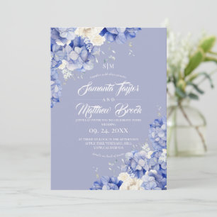Invitación Boda Hydrangea Azul Polvoriento Todo En Uno