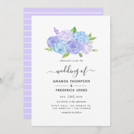Invitación Boda Hydrangea Blue and Light Lavender