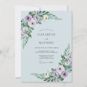Invitación Boda idílica de primavera azul en polvo