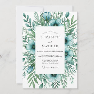Invitación Boda idílica de primavera azul teal