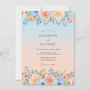 Invitación Boda idílica de verano con cielo melocotón azul