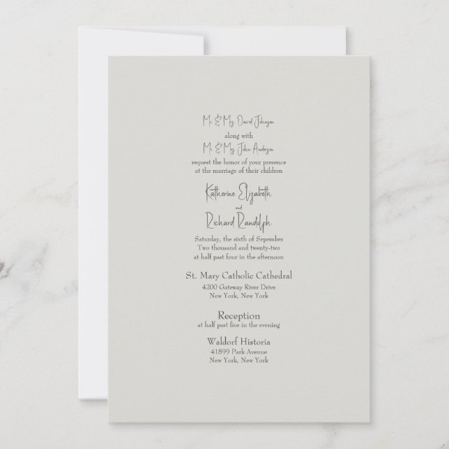 Invitación Boda Iglesia Beige Cruz Eucalipto  (Anverso)