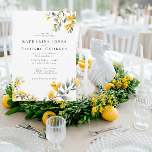 Invitación Boda II de Floral Amarillo Moderno Sin Padres