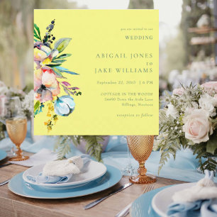 Invitación Boda II de la Plaza Floral de Verano Amarillo