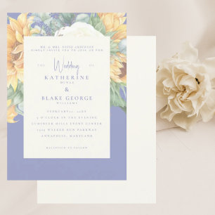 Invitación Boda II de la Toscana de Girasol con elegancia azu