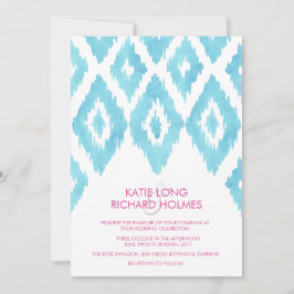 Invitación Boda Ikat Azul Turquesa