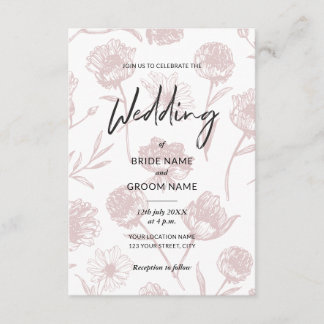 Invitación Boda Ilustración Floral Elegante Borgoña