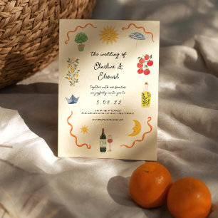 Invitación Boda Ilustrada Boho Mediterránea