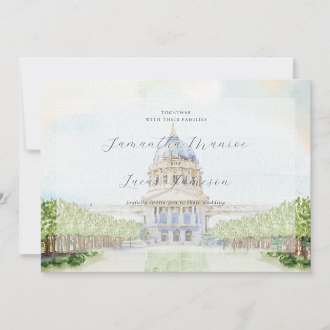 Invitación Boda Ilustrada de San Francisco (Anverso)