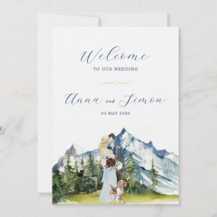 Invitación Boda Ilustrada en Montaña Rústica