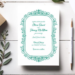 Invitación Boda ilustrado a mano dulce y sensacional