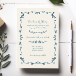 Invitación Boda ilustrado a mano dulce y sensacional