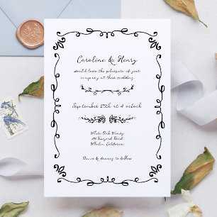 Invitación Boda ilustrado a mano dulce y sensacional