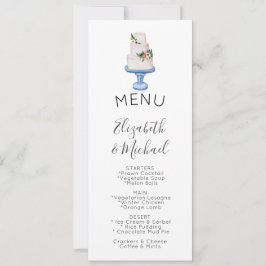 Invitación Boda ilustrado Cake MENU Doble cara