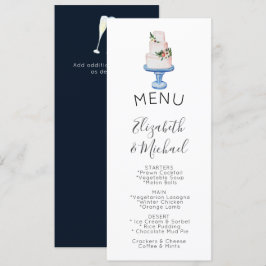 Invitación Boda ilustrado Cake MENU Doble cara