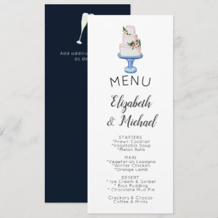 Invitación Boda ilustrado Cake MENU Doble cara