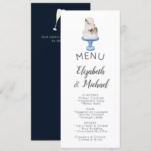 Invitación Boda ilustrado Cake MENU Doble cara