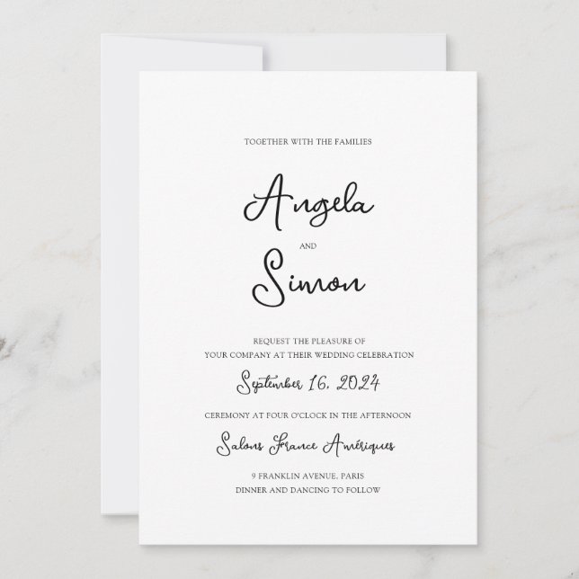 Invitación Boda ilustrado con mano ingeniosa (Anverso)